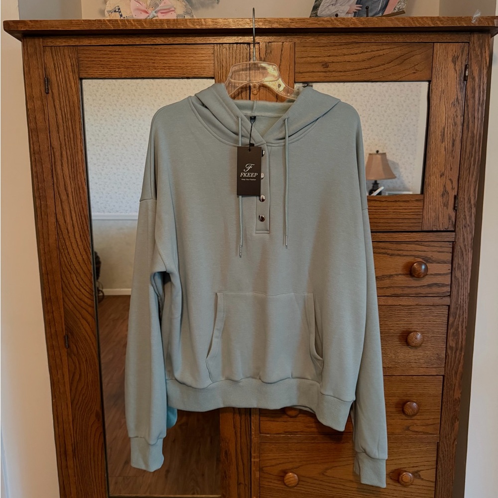 XL Quarter Snap Sweatshirt Hoodie With Kangaroo Pocket